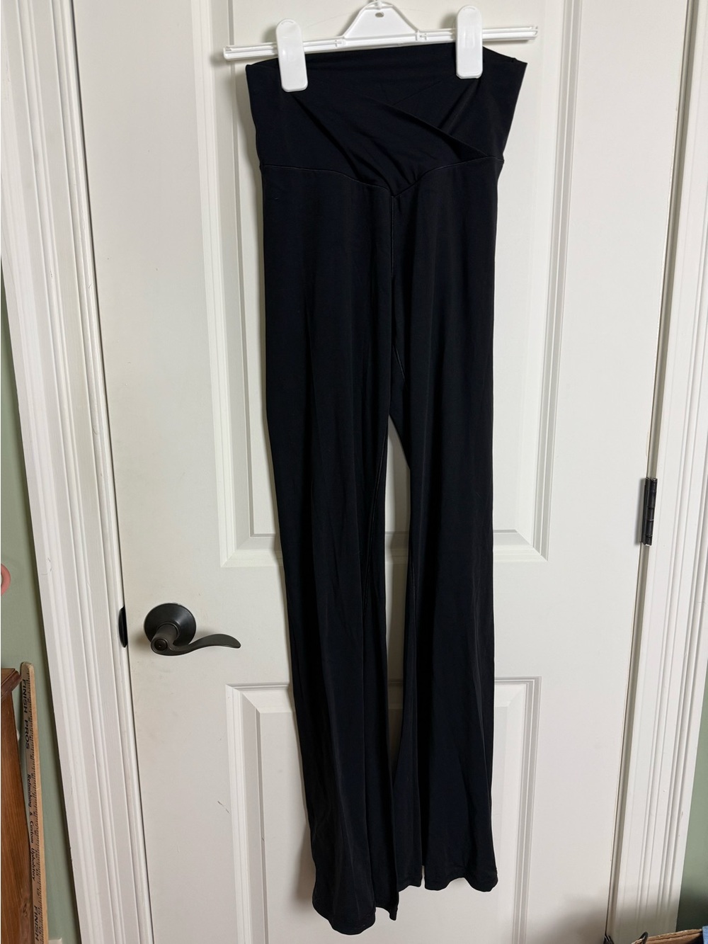 Black Fold-Over Waist Flare Leggings